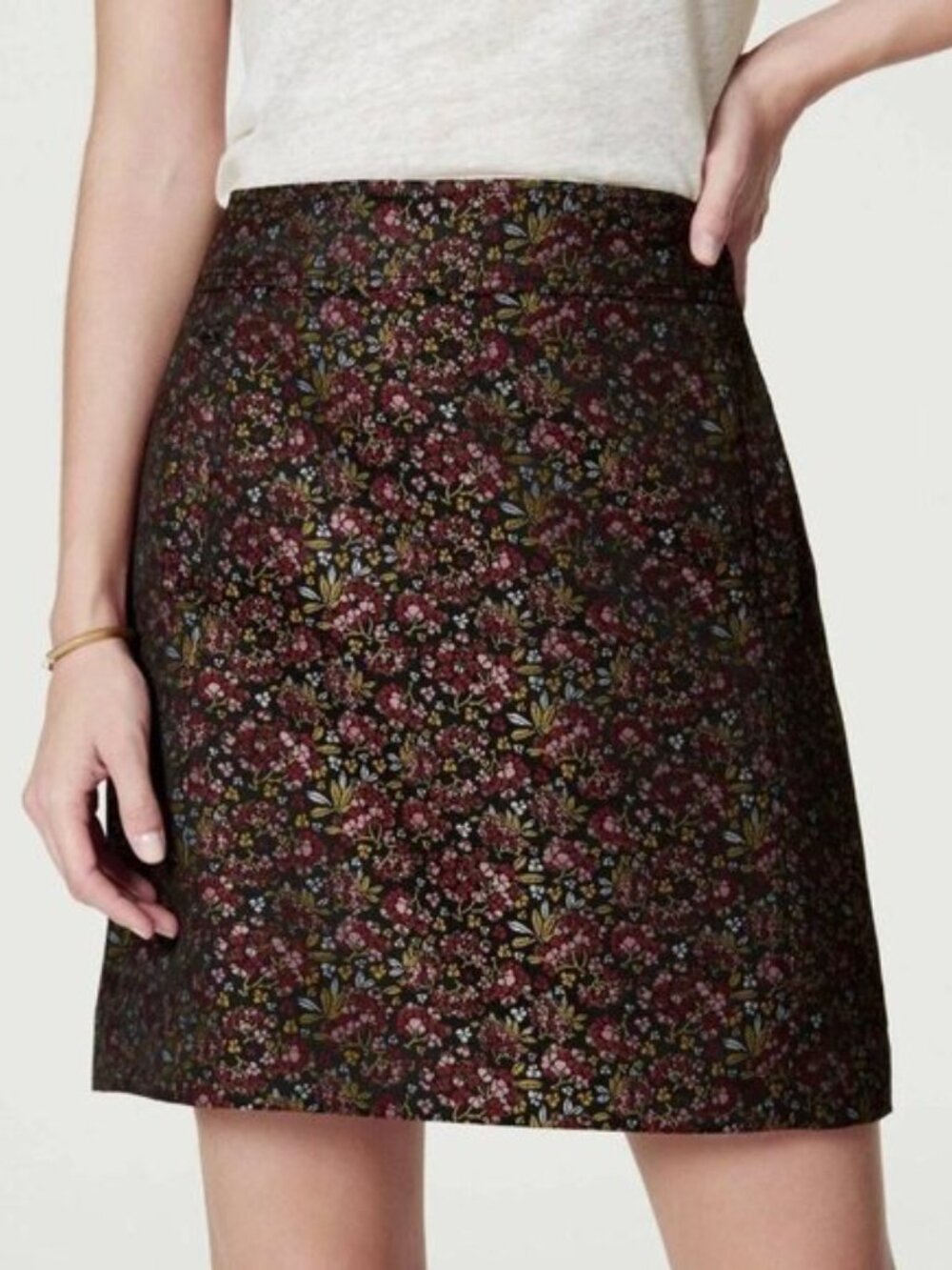 Ann Taylor LOFT Hydrangea Pocket Shift Mini Skirt Jacquard Floral Women's Size 8 - Picture 3 of 9